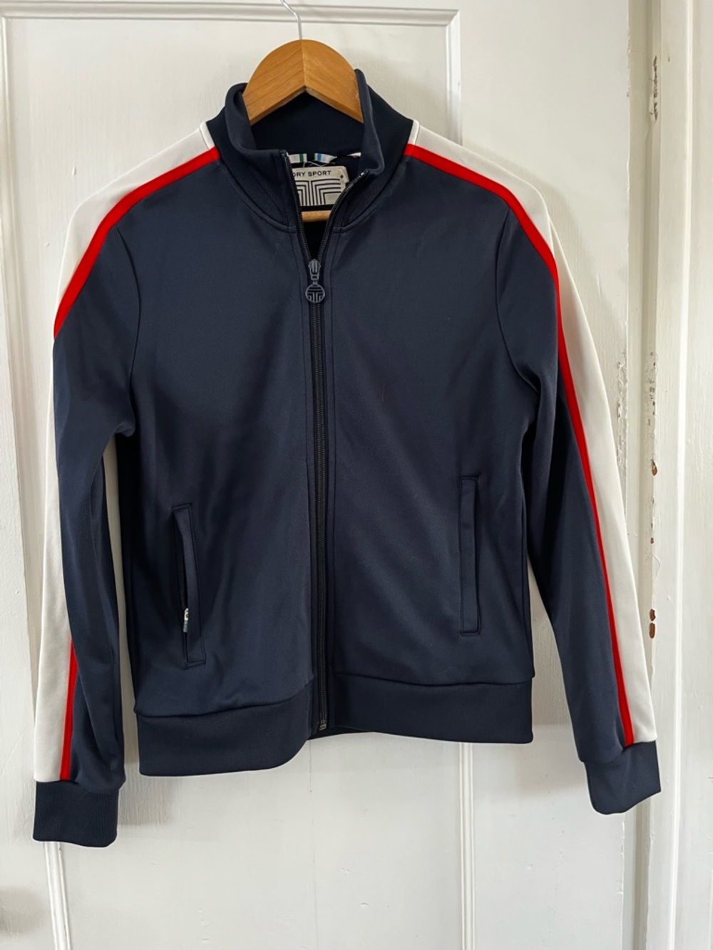 Tory Sport Navy Track Suit Set Jacket & Cropped Wide Leg Pants M - Picture 3 of 17
